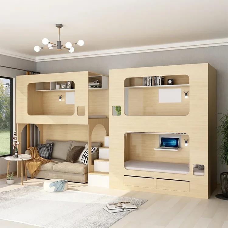 Upper and lower bunk of space capsule, student apartment, youth dormitory bed, e-sports hotel, school staff, upper and lower bds