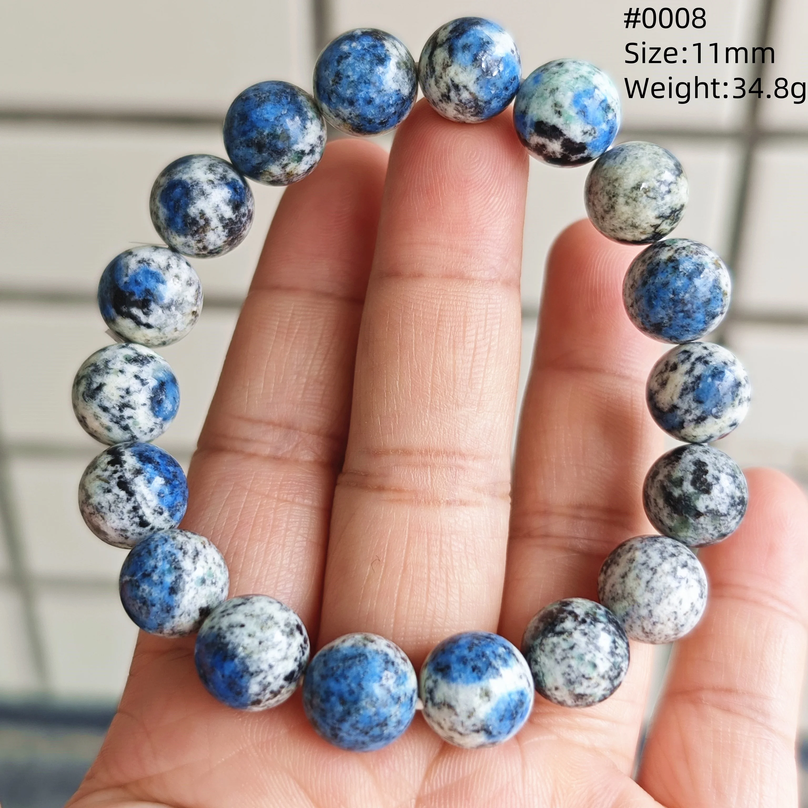 

Natural Blue K2 Jade Volcanic Jasper Bracelet Women Men Rare Round Beads 11mm Healing Stone Stretch K2 Jade Jewelry AAAAAA