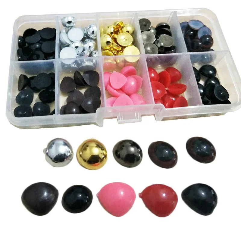 100PCS Round Flat Eyes 50PCS Nose Triangle Nose Plastic Dolls Making Toys for Teddy Bear Dolls Eyes Amigurumi Making Accessories