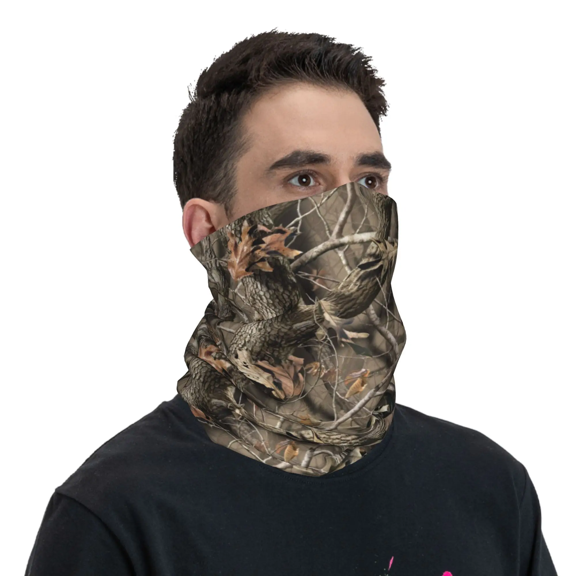 Custom Real Tree Camouflage Camo Bandana Winter Neck Women Windproof Wrap Face Scarf for Ski Military Popular Gaiter Headband