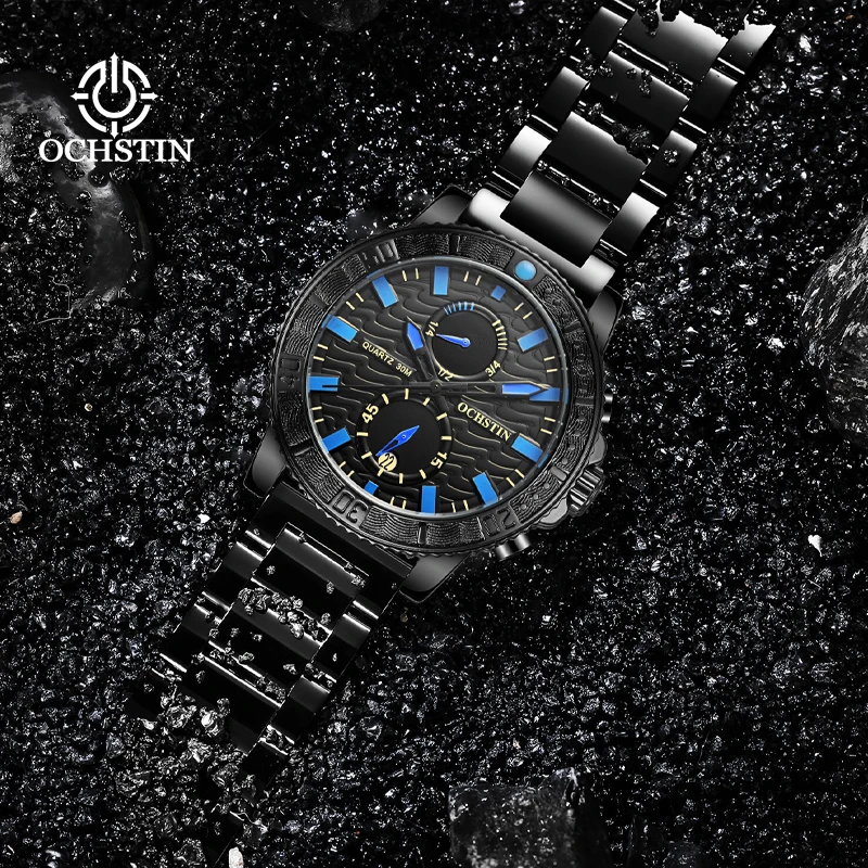 OCHSTIN Man Pilot Timepiece Equipped Solid Case frame Comfortable Corrosion-resistant Metal Wristband Quartz Gentleman Clock