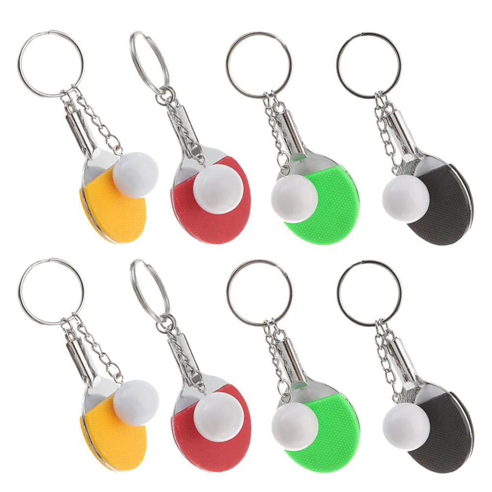 8Pcs Mini Table Tennis Bag Pendant Keychain Portable Racket Simulation Sports Key Ring Pingpong Paddle Hanging Ornament