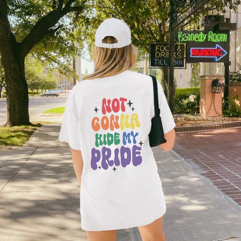 Pride Shirt Back LGTBQ Tops Unisex Lesbian Gay Trans Tops Equality Queer Party Retro Bisexual Gay Casual T Shirt Y2k Top