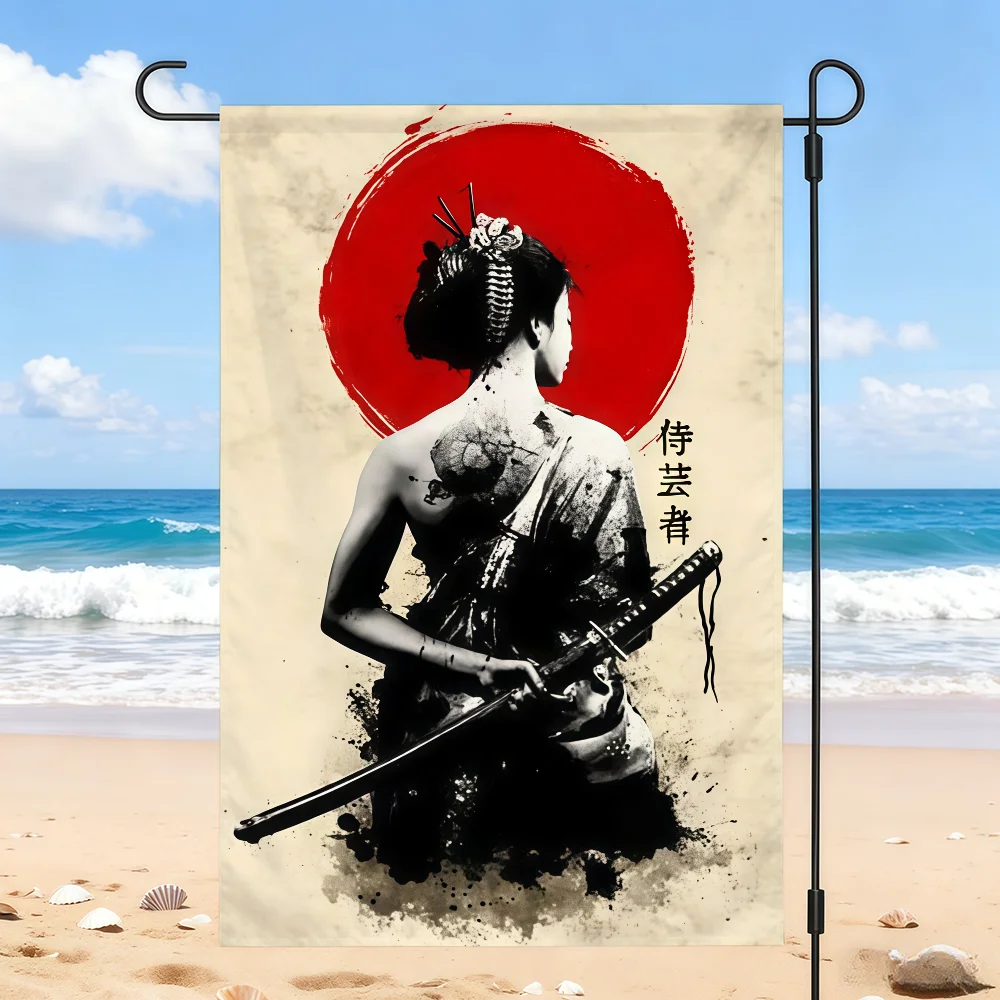 Flaggen-Kunst für Außenbereich, Moderne Garten- und Rasendekoration, Wandbanner, Samurai-Party-Deko, Japanisches Picknick-Dekor