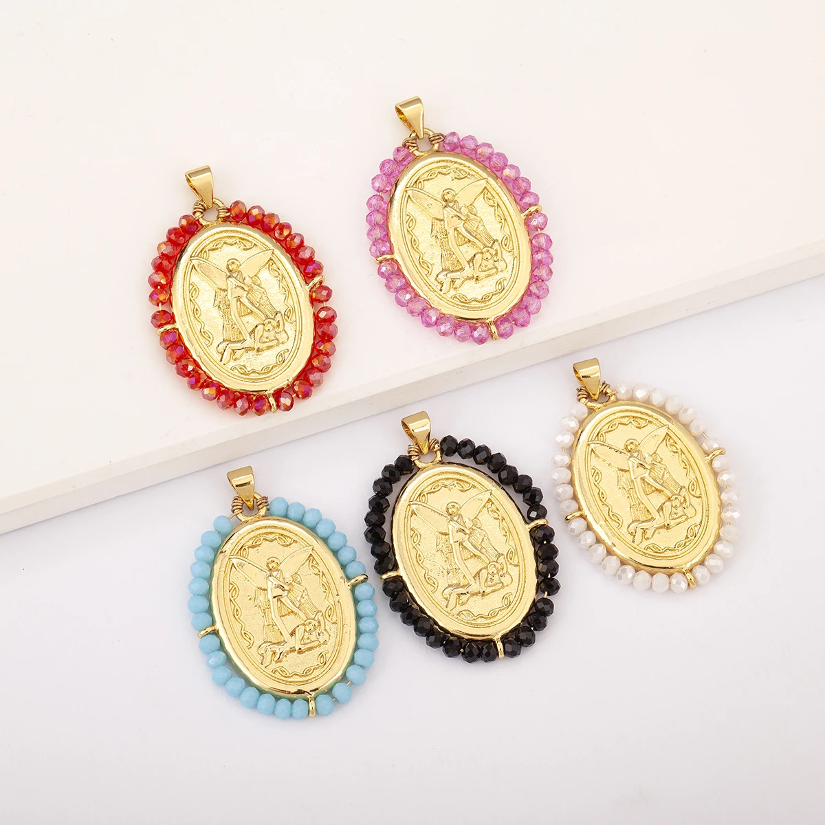 High Quality Love Cupid Oval Shaped Pendant 5 colors Beads Copper Necklace Accessories Exquisite Jewelry Dinner Party For Women