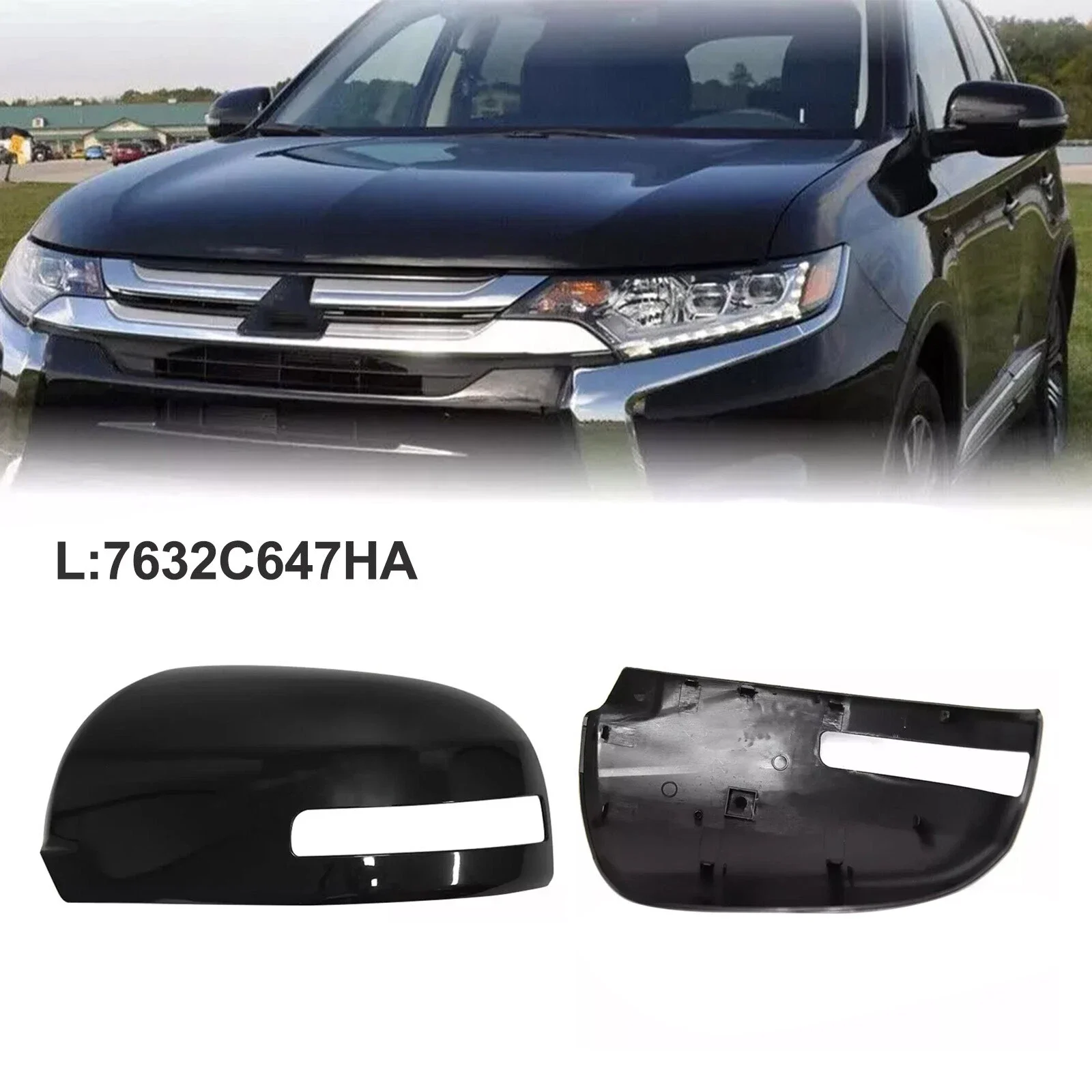 

1pc Driver Side Door Wing Mirror Cover Cap Car Replacement Left Right For Mitsubishi Outlander 2013-2019 7632C490HA