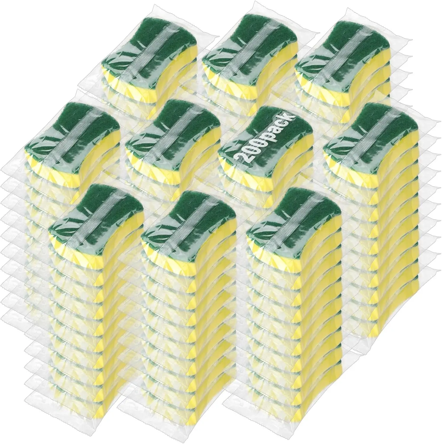 

200 Pcs Individually Wrapped Sponges, Non-Scratch Scouring for Household Cleaning, Kitchen, Car