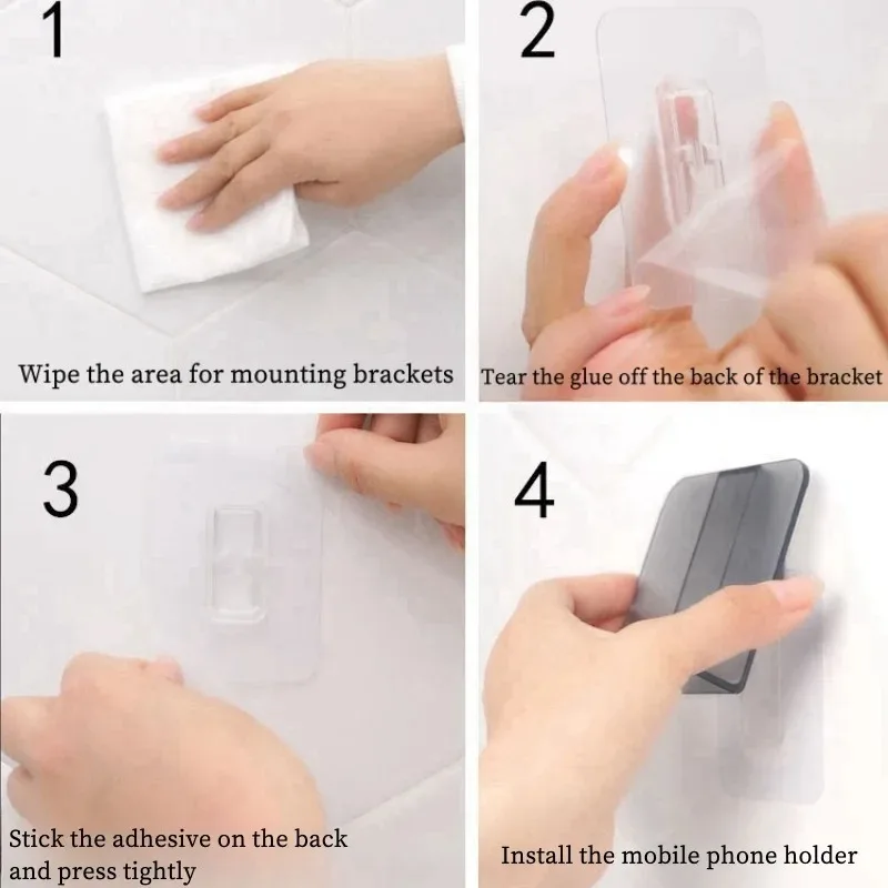 Plastic Wall-Mounted Mobile Phone Holder for Bathroom Sink and Kitchen Charging Support Bracket - Chasing Drama Phone Stand image 5