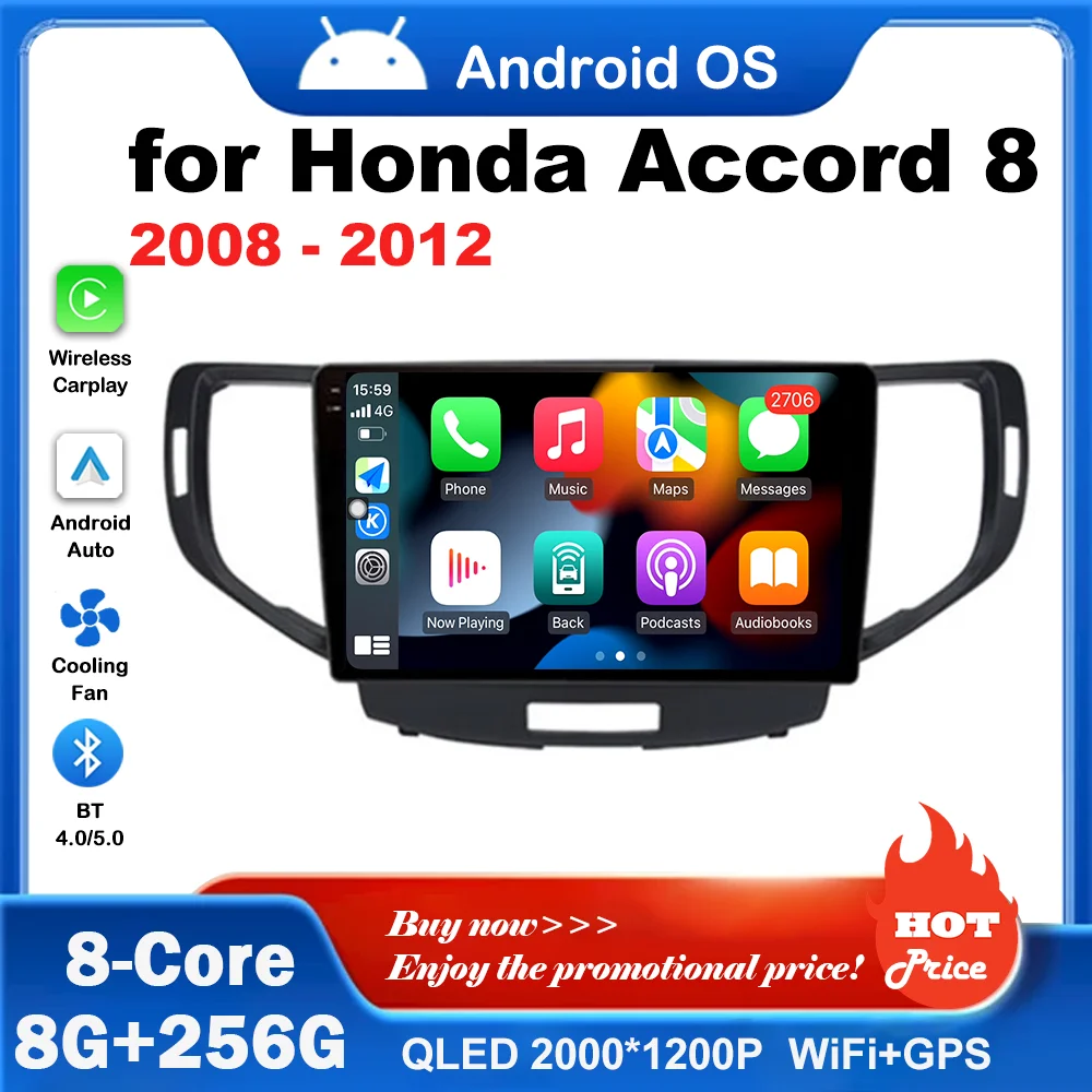 

Navigation GPS Carplay Bluetooth for Honda Accord 8 2008 - 2012 Android Car Radio Multimedia Player 2.5D Screen WiFi Auto Tools
