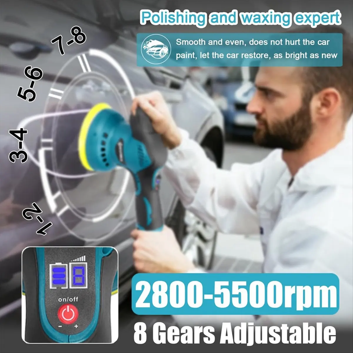 11Piece Lithium Battery Polisher Car Detailing Polisher Waxing Machine Motor Sander Lithium Battery