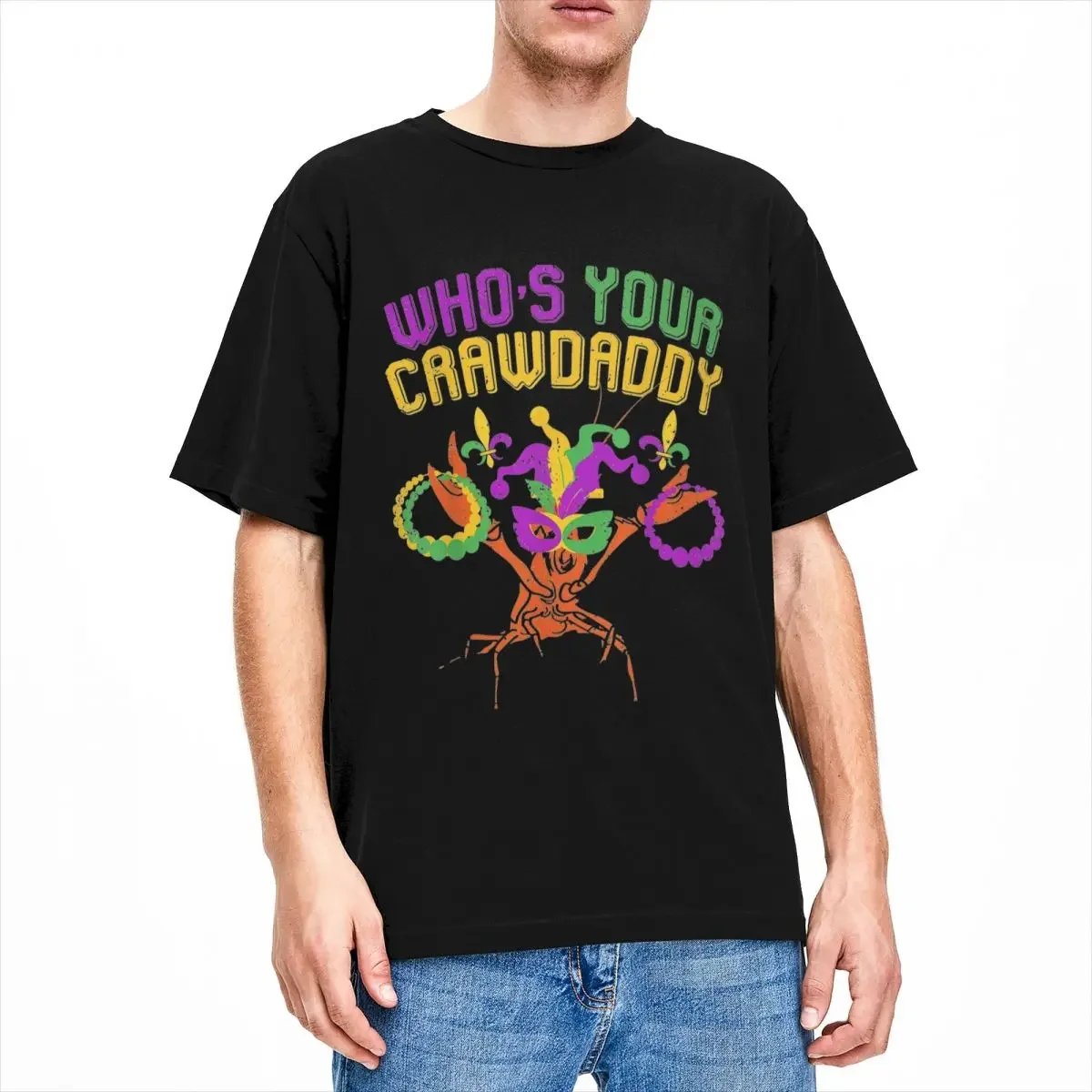 Mardi Gras 2024 T Shirt Merch for Men Women Pure Cotton Fun Whos Your Crawdaddy Crawfish Jester Beads Tees Short Sleeve Tops