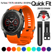 20mm 22 26mm Quick Release Silicone Strap Bracelet For Garmin Fenix 8 7 7S 7X 6 6X 6S Pro 5 5X 5S Plus Quick fit wristband watch