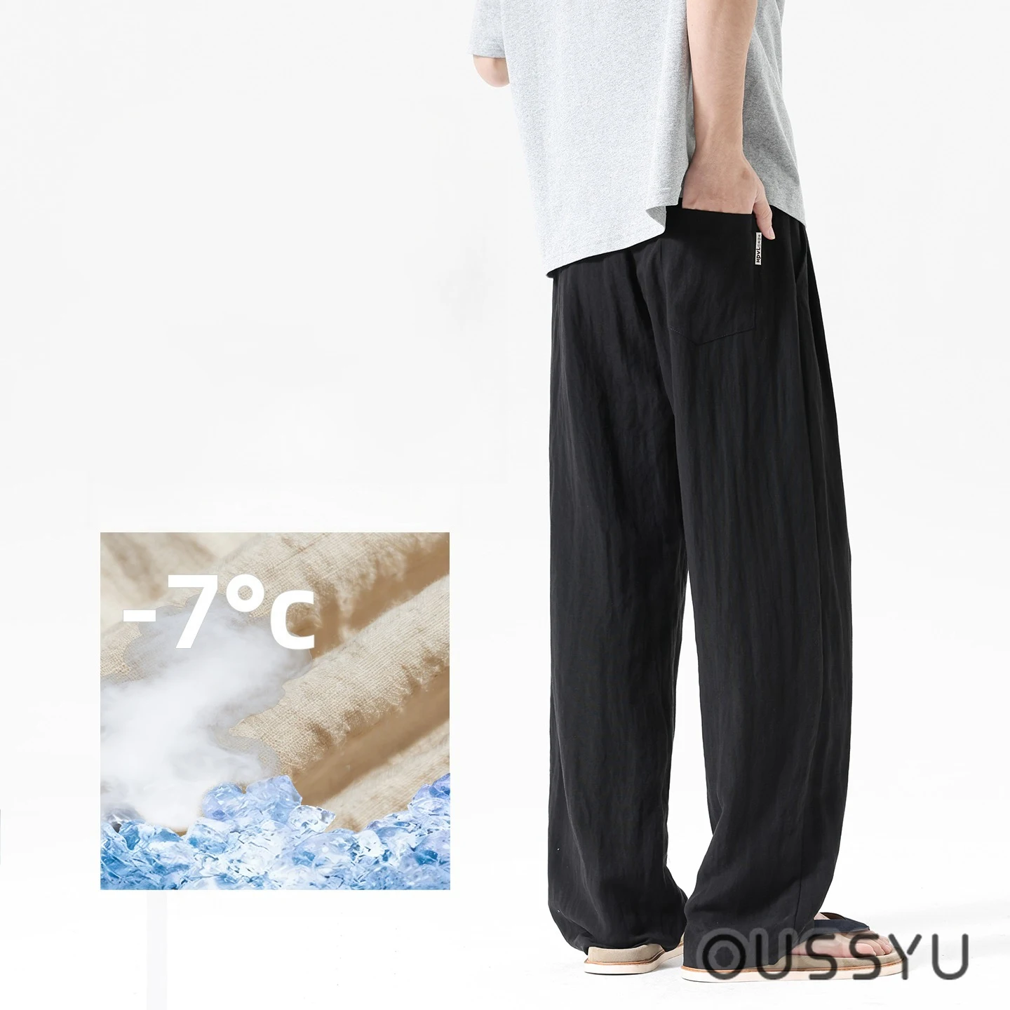 Summer Thin Men's Casual Pants Breathable Lyocell Linen Blend Baggy Straight Harajuku Seaside Beach Vacation Cool Trousers Male
