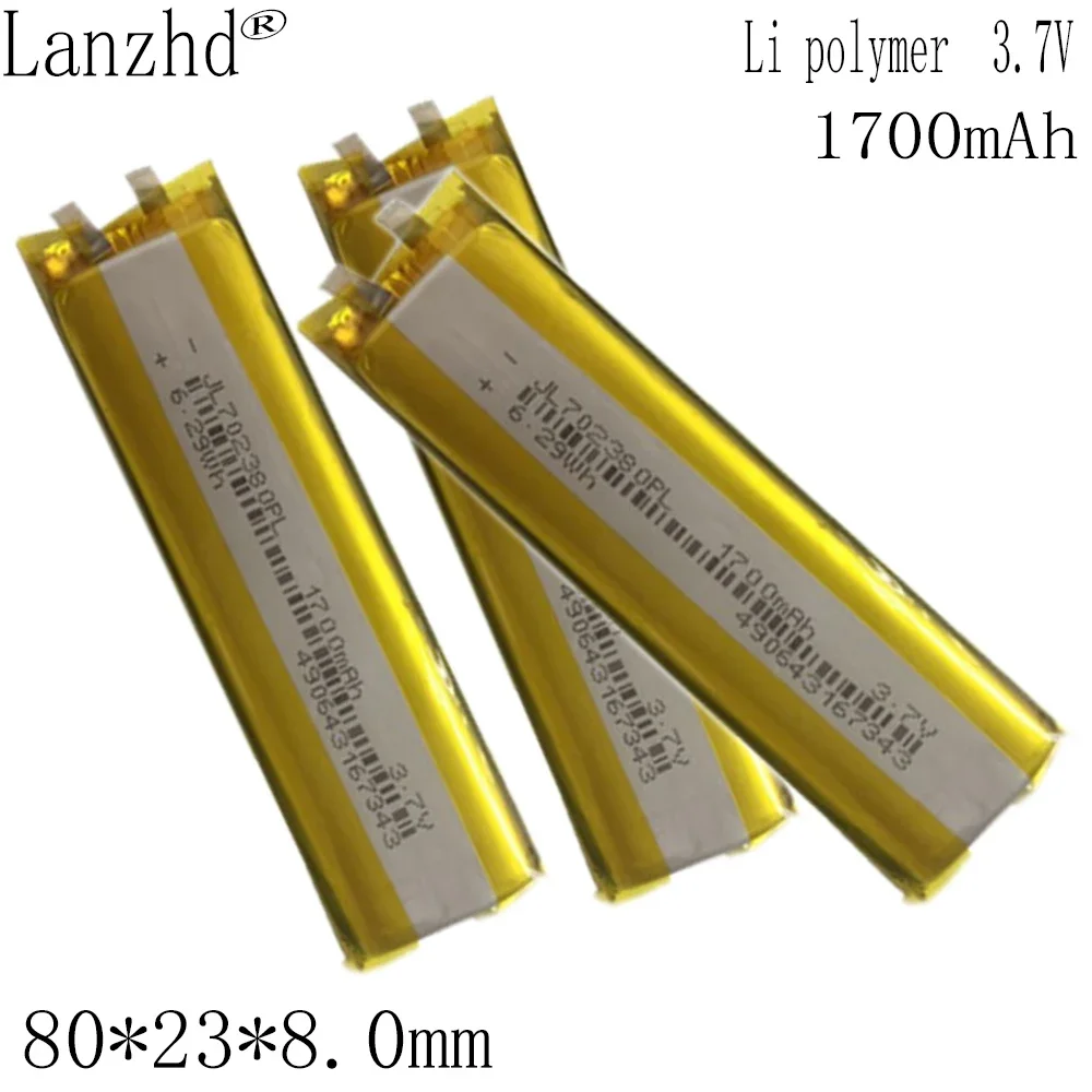 1-10pcs 3.7V 1700mAh Li Po Polymer Lithium Rechargeable Battery For LED lamp Bluetooth stereo Digital products