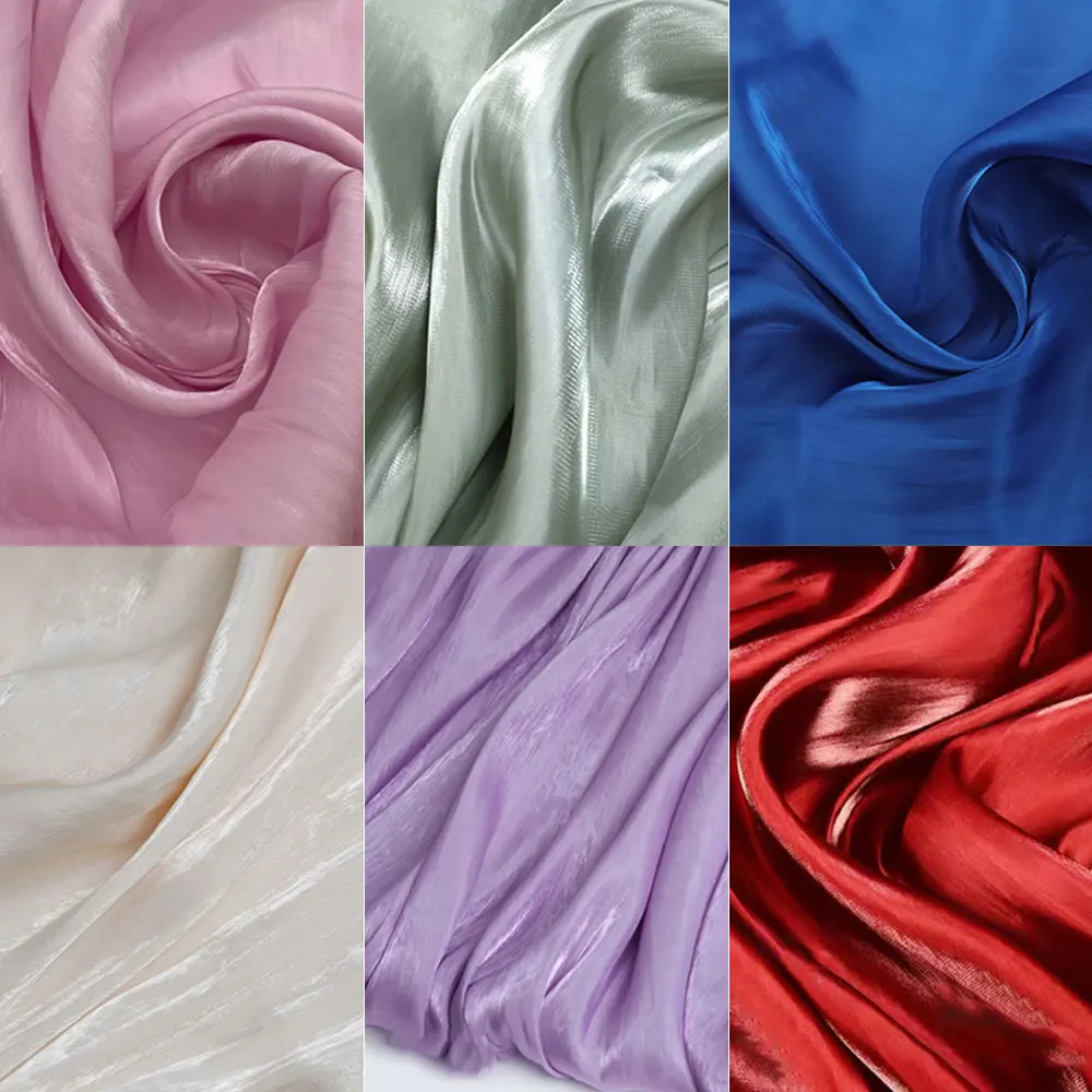 1.5 Meter Wide Phantom Color Gradient Glass Silk Satin Fabric Shirt Stage Dress Crystal Bright Face Sparkle Cloth DIY Doll Decor