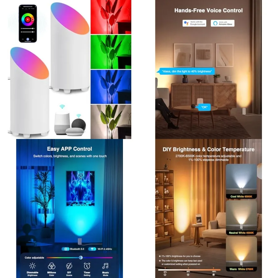 

Smart Floor Can Light 5W RGBW Color Changing Up Lights Indoor with Timer 2700K-6500K Floor Spotlight Dimmable Uplighting Indoor