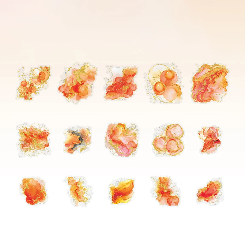 Adesivo fai-da-te con stampa a caldo fantasia da 3 pezzi, design con miscelazione ad acquerello, adatto per articoli di cancelleria, decorazioni per diari, ecc.