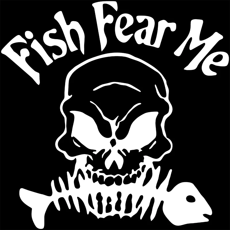 Small Town  “Fish Fear Me”Creative funny fishing stickers skull Decal BMW E46 Car Accessories Decoration Happy Halloween