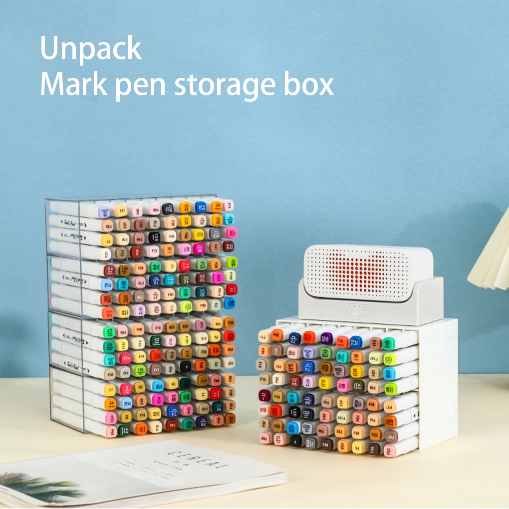 2PCS Display Stand Side Drawer Vertical Transparent Storage Rack Single Grid Multi Layer Pen Box School Cosmetics