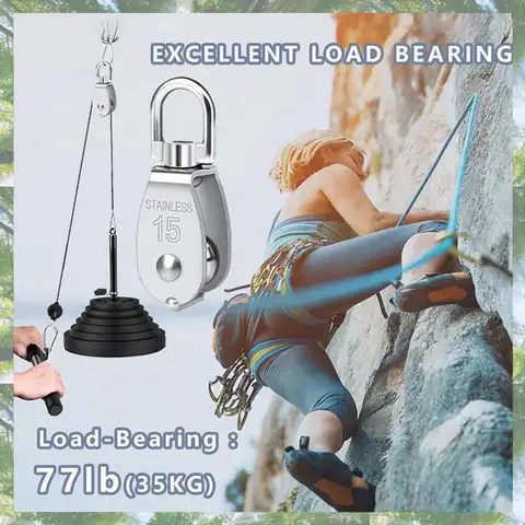 Premium-Pulley 304 Stainless Steel Single Pulley Block M15 Small Heavy Duty Swivel Bearing Pulley System For Rigging,8Pack