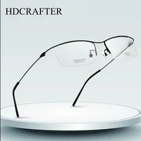 HDCRAFTER, montura de gafas de Metal de titanio para hombres, gafas sin montura de media montura, gafas ópticas geniales, montura de gafas graduadas