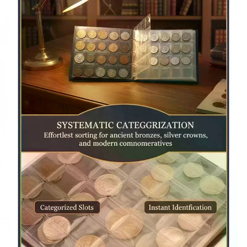 10Pages 240 Pockets PVC Coin Collection Album, Penny Storage Holder Book, Coin Collectors to Store Their Coins