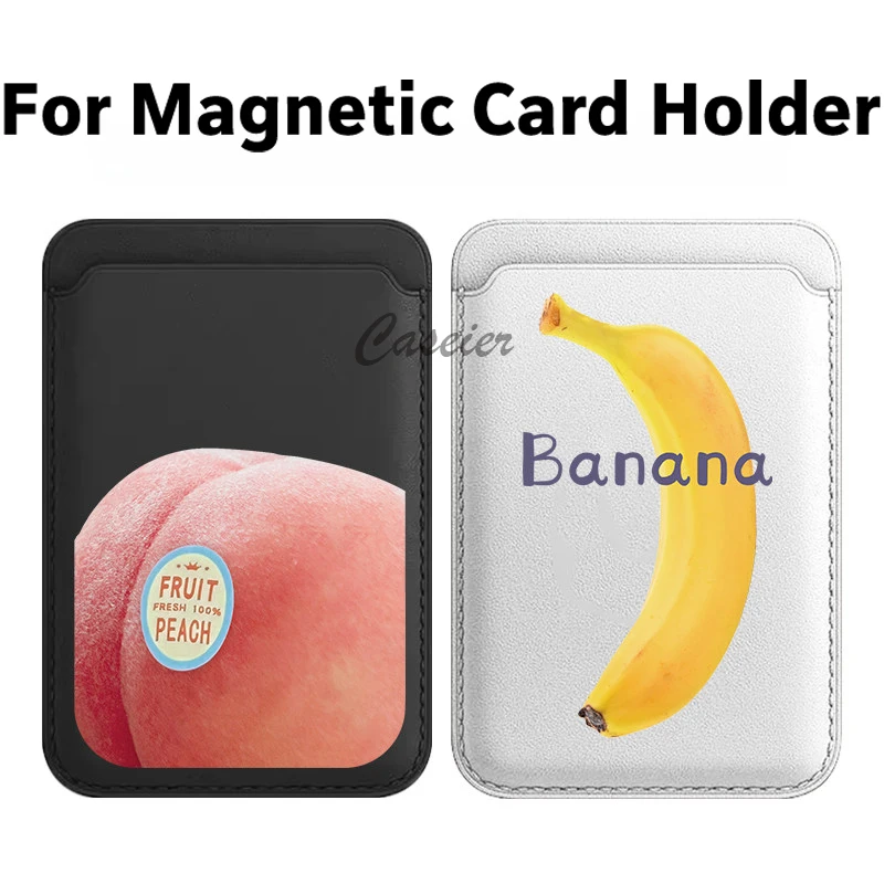 Peach Banana Picture Magnetic Leather Wallet For iPhone 17 16 Pro Max For Samsung Galaxy S25 S24Ultra Card Bag Phone Accessories