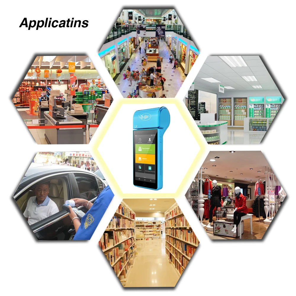 4G Android POS Handheld Terminal 5-Inch Touchscreen IC Card Reader Magnetic Stripe Receipt Printer Bluetooth Wifi Mini POS 8050B