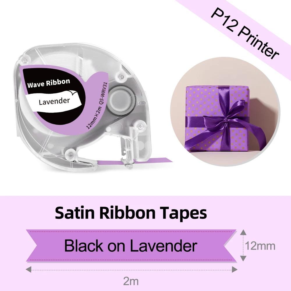 Stain Ribbon Tape Waterproof Label Tape Compatible for Dymo Letratag LT 100h Labeller & Phomemo P12 Label Maker 12mmx2m