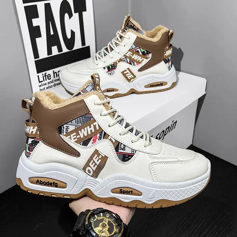 

Мужские зимние зимние ботинки с утолщенной флисовой подкладкой, водонепроницаемая морозостойкая теплая хлопковая обувь для мужчин, нескользящая прогулочная обувь на платформе