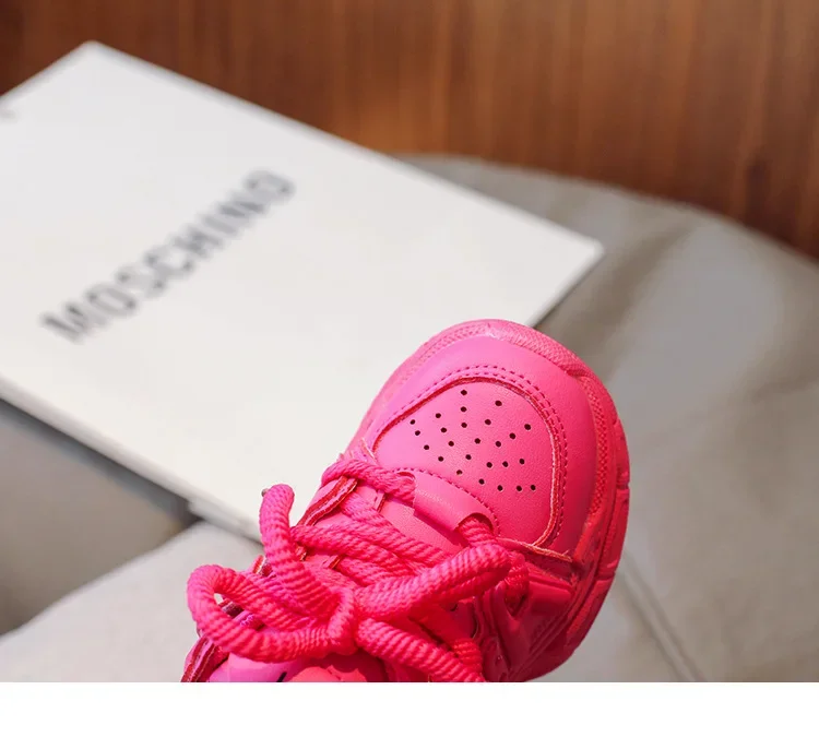 Frühling Herbst Jungen Mädchen Einfarbige Dad-Schuhe Kinder Dickbesohlte Atmungsaktive Weiche Rutschfeste Laufschuhe Kinder Campus Freizeitschuhe – Detail 15