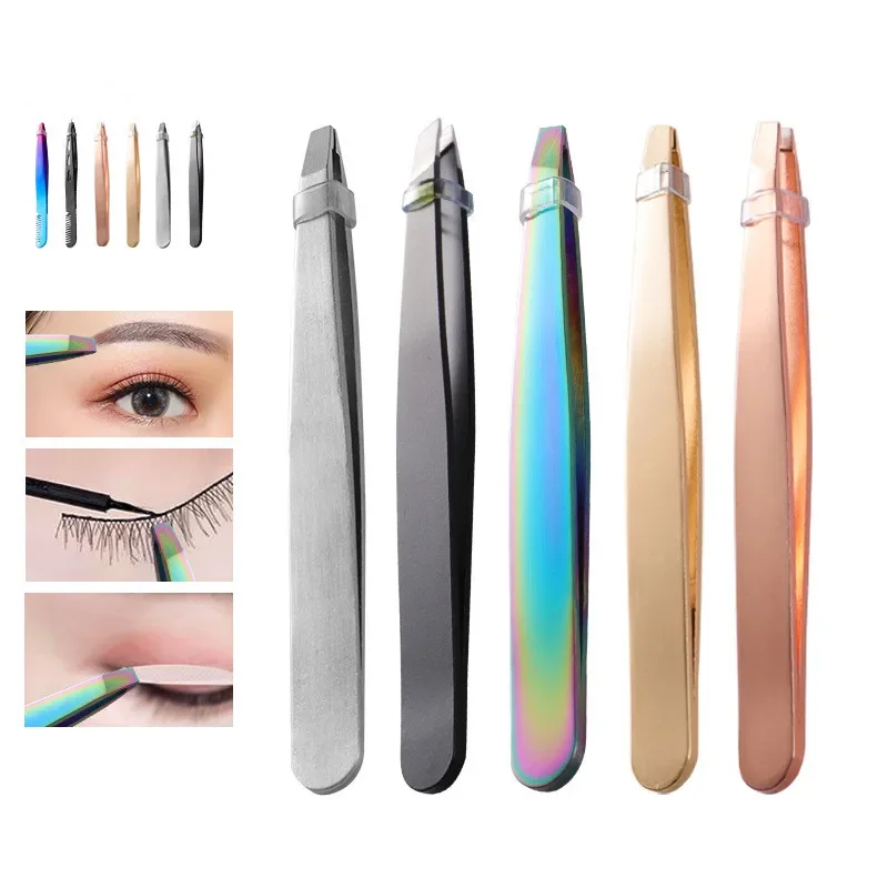 1PCS  Stainless Steel Tweezers Eyebrow Clip Eyebrow Tweezers Beauty Tools Face Hair Removal Beautfy Makeup Tool