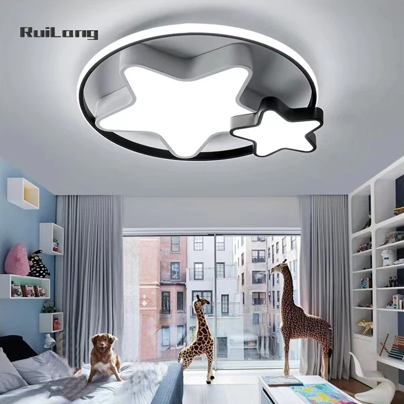 

Kids Room Ceiling Light Stars Design Creative Lustre Baby Nursery Boy Girl Bedroom Lamp Ceiling Decor White Star Chandelier Lamp