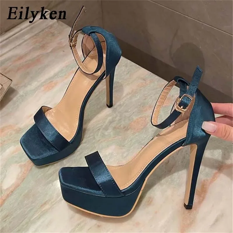 Eilyken Summer Sexy Leopard Grain Pole Dancing Sandals Women Ankle Buckle Strap Platform High Heels Pumps Shoes