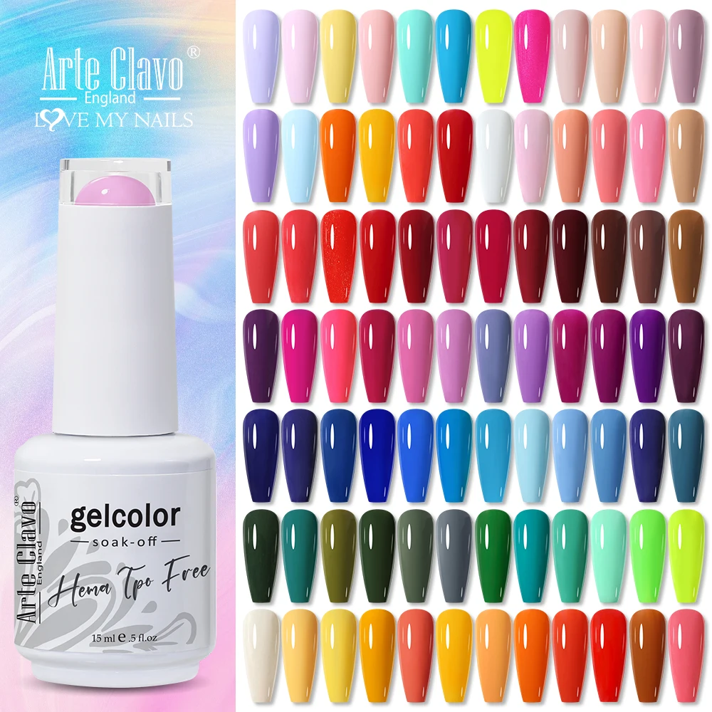 Arte Clavo Gel-Nagellack, wunderschöne Farbe, 15 ml, Glitzer-Nagelgel, Soak Off UV, semi-permanente Nägel, Kunst für Maniküre, Nagellack