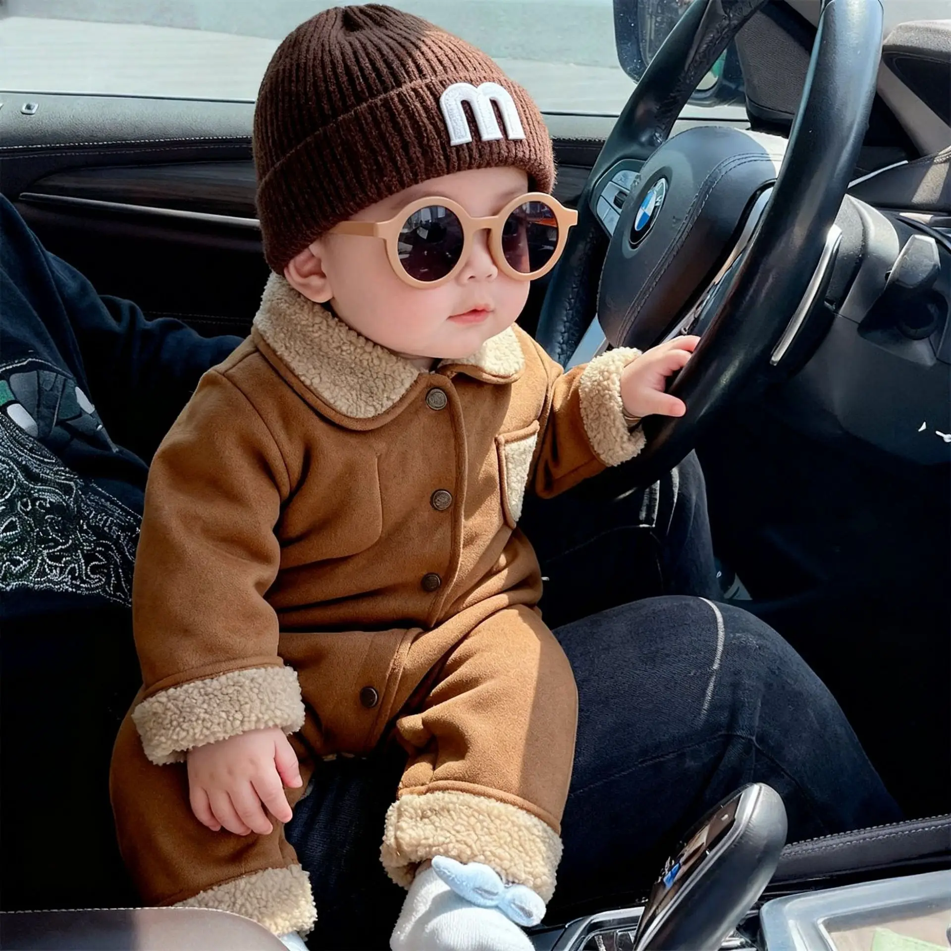 ملابس على الوجهين! ملابس أطفال مريحة للخريف والشتاء للرضع والأطفال الصغار، رومبير عصري للجنسين من عمر 0 إلى 2 سنة 3565 #3