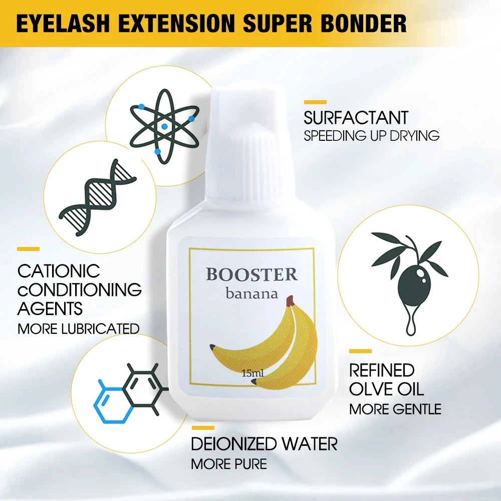 15ml Original Sky Booster Mango/Banana Eyelash Glue Super Bonder Lash Glue Primer Clear Scented Accelerated Dry Made in Korea