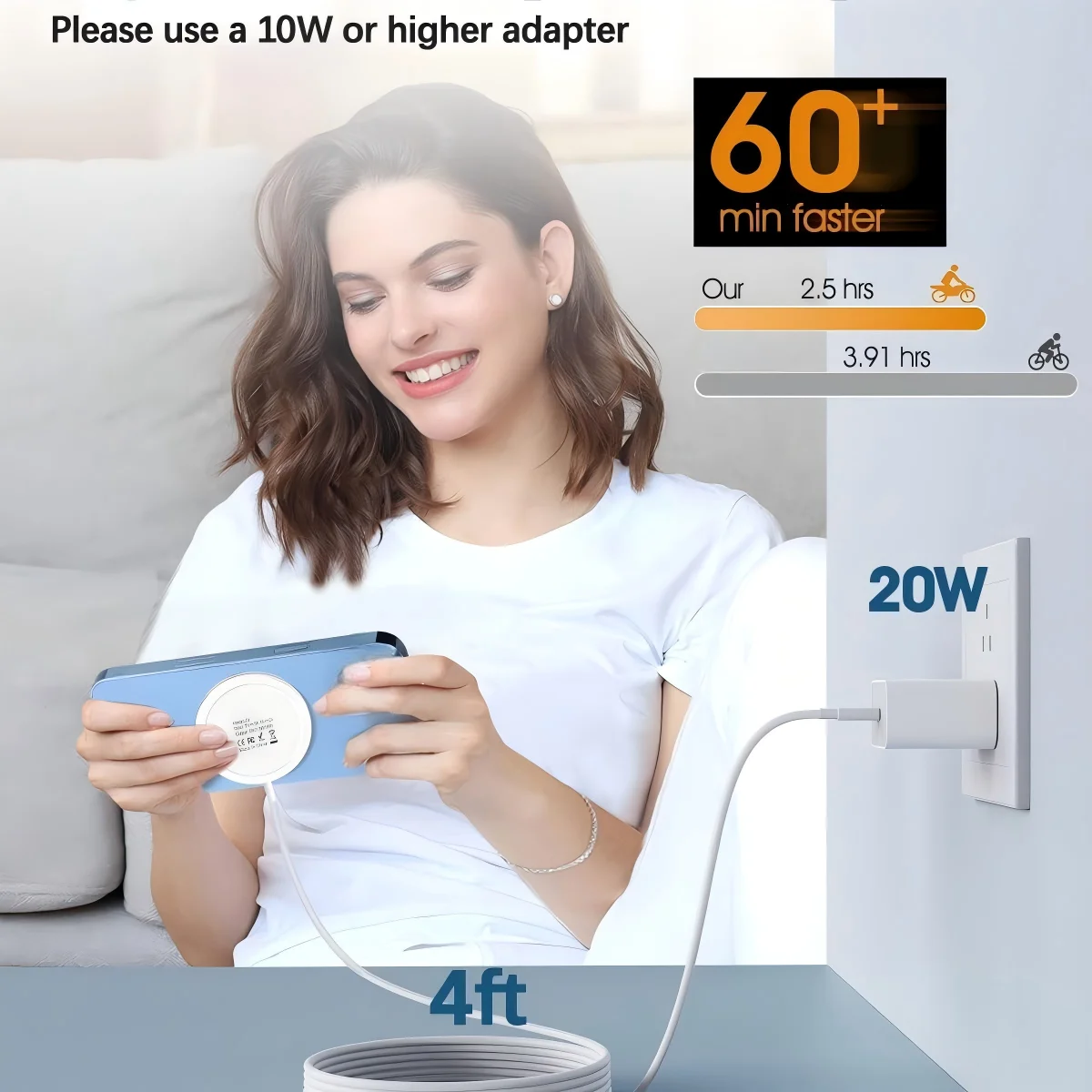 Draadloze Oplader 15W USB C Snel Opladen LED Oplader 1Pack 2Pack Voor Oortelefoon Desktop Oplader voor iPhone 14 15 16 17