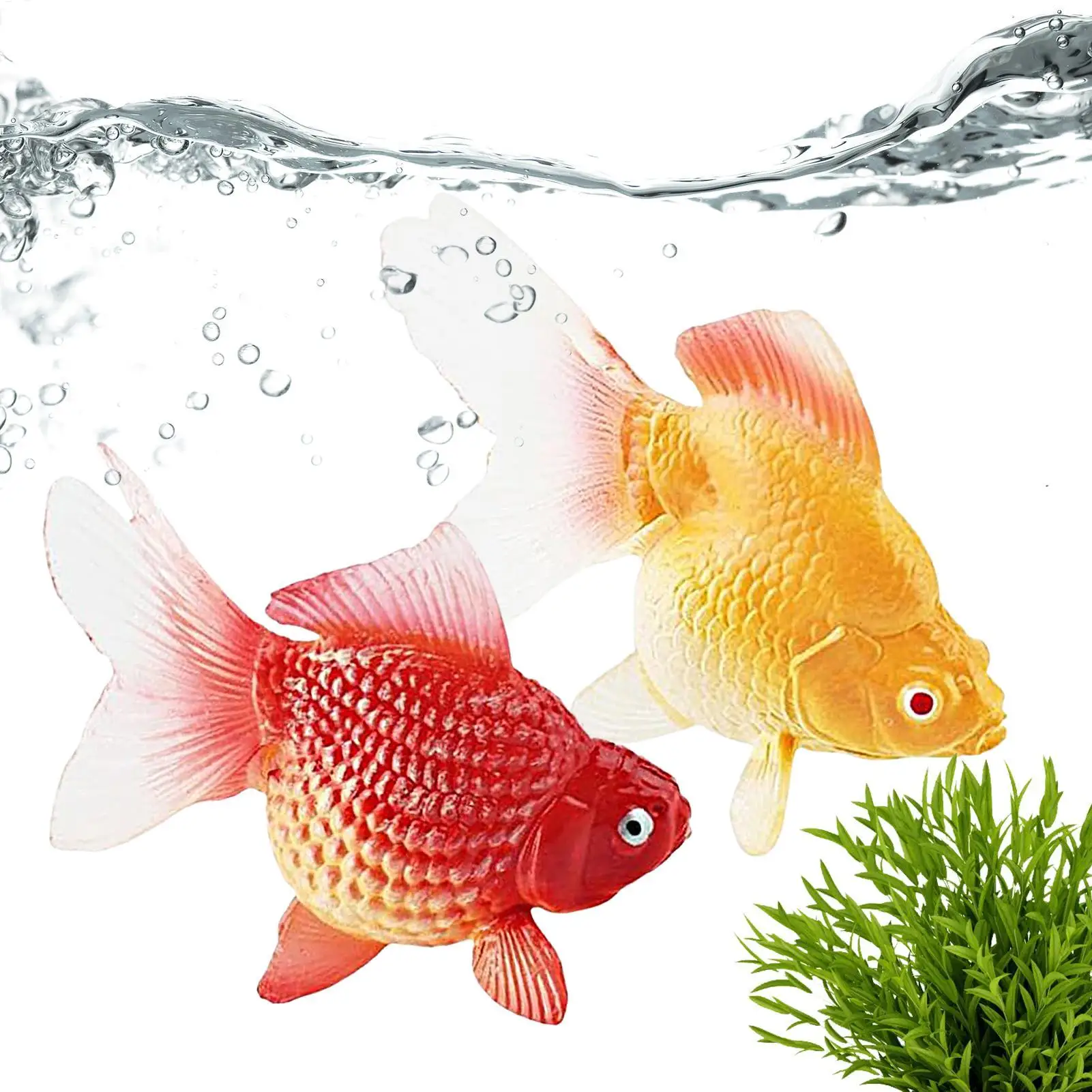 FakeGoldfish 2 Stück Kunststoff schwimmende künstliche Aquarienfische realistische bewegliche orange GoldfishFish Modell Ornament für Aquarium