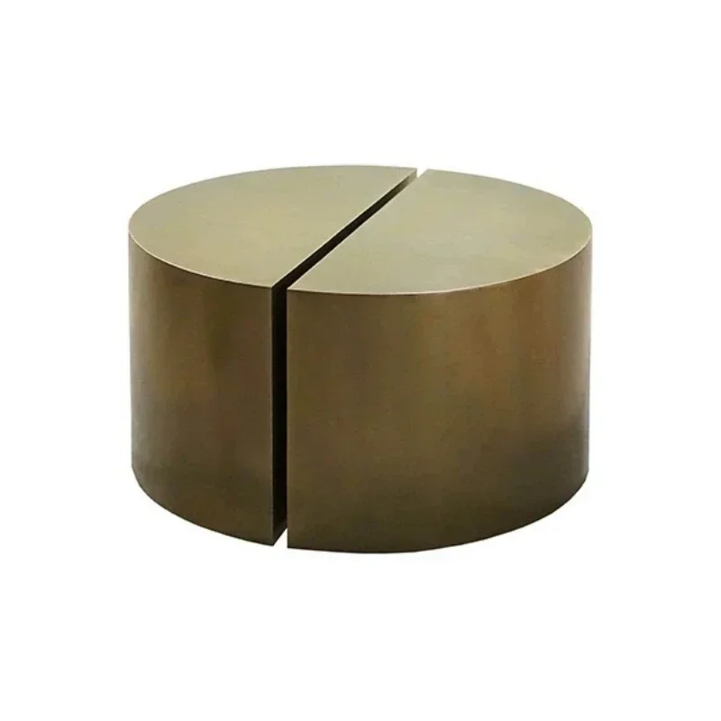 

New Chinese light luxury semi-round combination coffee table/ha nd-pasted gold foil coffee tab le/ho tel