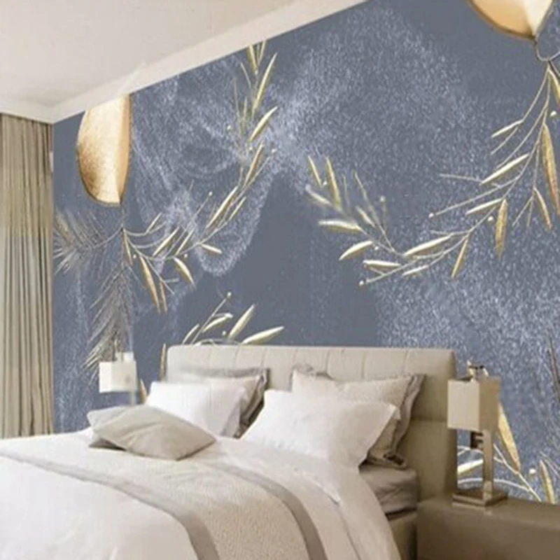 MU9125 Modern and elegant Nordic simple and grand ironwork leaf TV home decoration background wall PAPER
