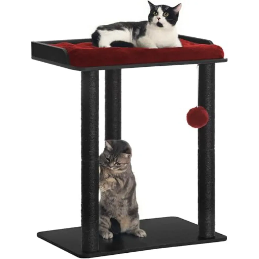 

26.7in Large Cat Tree Tower Condo Cat Scratch Posts for Indoor Cats Big Plate Three 23.6in Full Sisal Scratching Posts Blackand