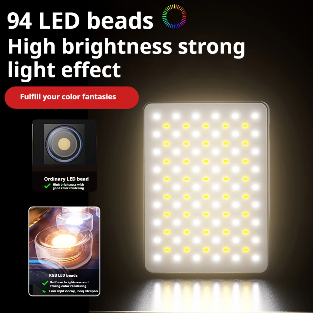 Cyber Technology Style RGB Magnetic Fill light Mobile Phone Selfie Video live Outdoor Shooting Clip light RGB Multi-style Lamp