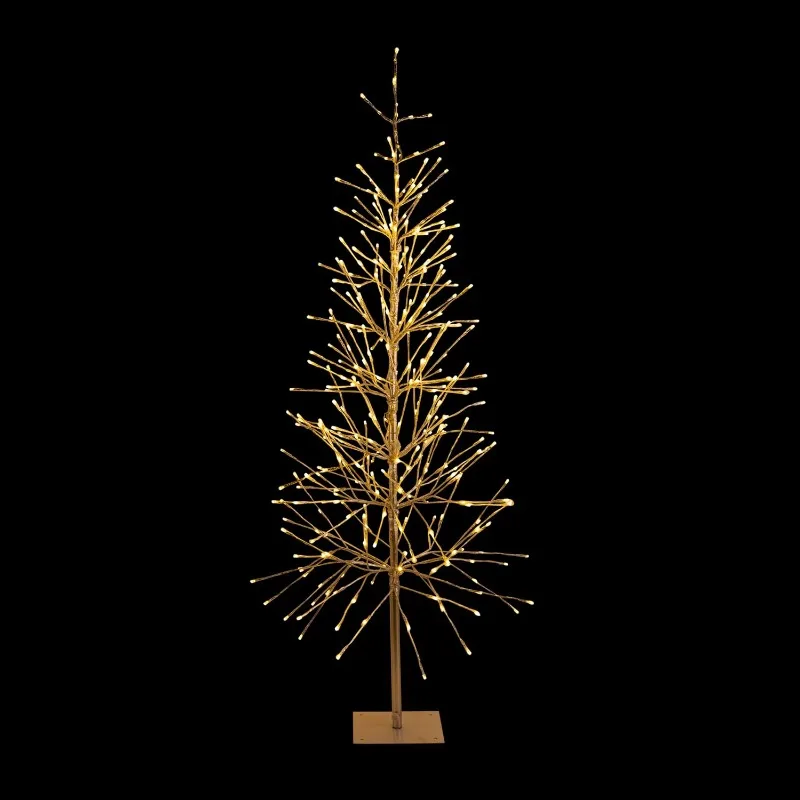 Alpine Corporation 65 بوصة ارتفاع داخلي/خارجي شجرة عيد الميلاد المصنوعة مسبقًا من رقائق الفضة مع حصة ساحة وأضواء LED 360 درجة، زينة عيد الميلاد #2