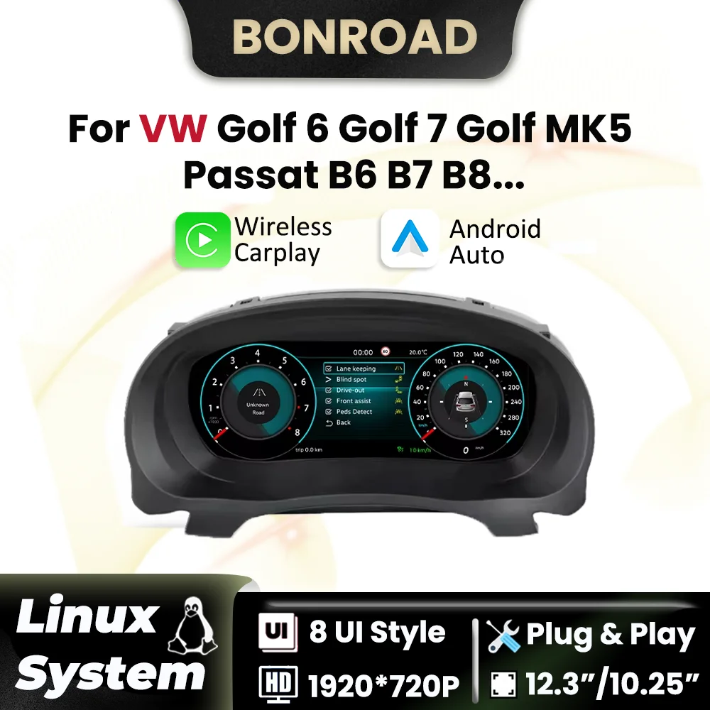 

Цифровая приборная панель, беспроводной CarPlay Android Auto для VW Golf 6 Golf 7 MK7 MK5 Passat B6 B8 B7, приборная панель, кабина