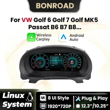 適用於大眾高爾夫6、高爾夫7、MK7、MK5、帕薩特B6、B8、B7的數位儀表板,支援無線CarPlay和Android Auto。 8 最佳銷售 大眾汽車數位儀表板 - №3