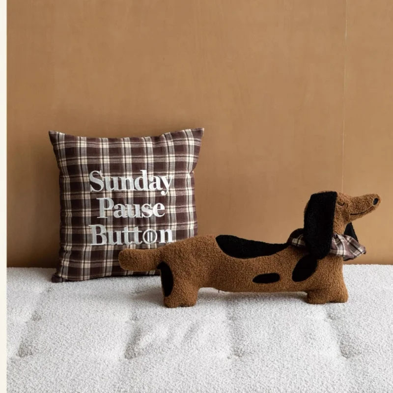 Dog Pillows Check Cushion Case Retro England Design Decorative Pillow Cover For Sofa Chair Home Decorations