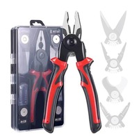 5 in 1 Pliers Set Multifunctional Interchangeable Heads Steel Wire Pliers Vise Stripping Pliers Electronic Maintenance Tools