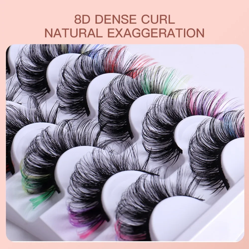 7 Pairs Colorful False Eyelashes D Curl Natural Fluffy Colored Makeup Faux Eyelash Lashes extensions Russian Volumes