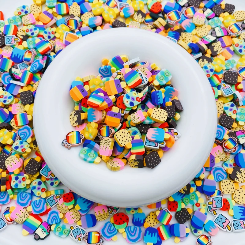 50g/Lot Hot Selling Clay Ice Cream Sprinkle, Cute Popsicle Slice for Crafts Making, Phone Deco, DIY Scrapbooking